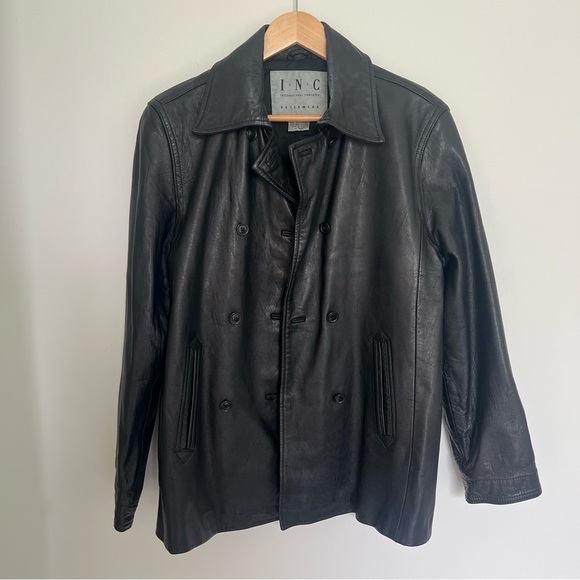 INC International Concepts Black Leather Jacket - Picture 1 of 6